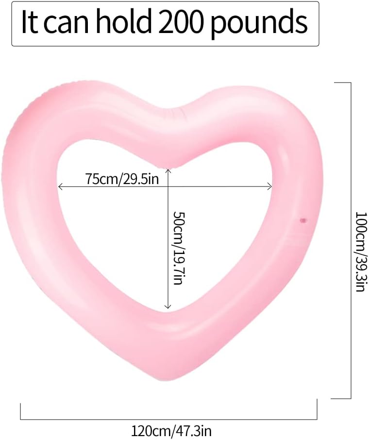 Blublu Park Inflatable Heart Pool Float, Sweet Love Swim Rings Float Loungers Tube for Summer Water Fun Beach Party Toys for Kids, Adults - Image 5